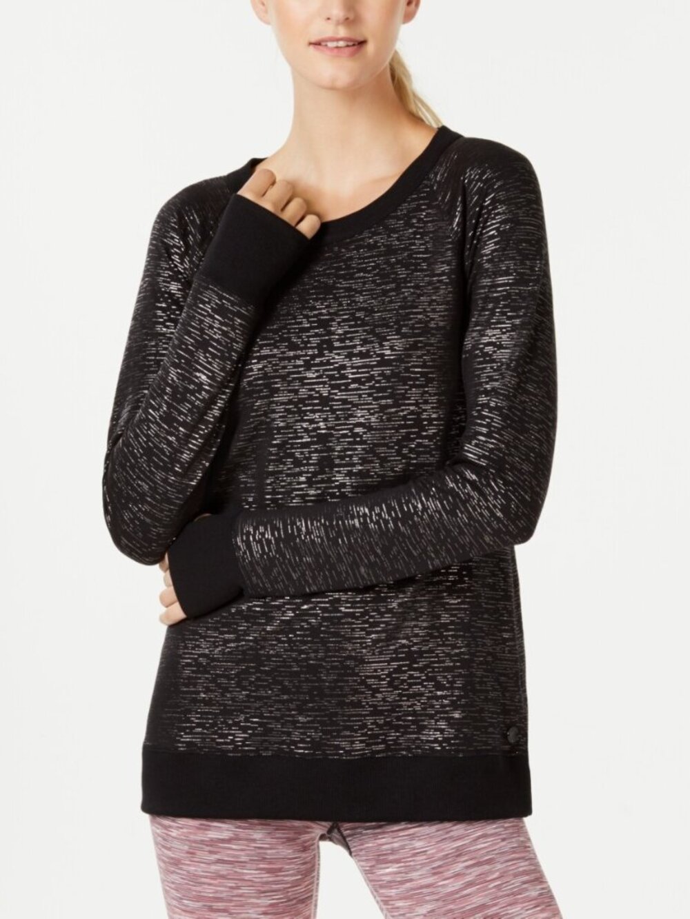 Ideology Womens Activewear Metallic Cross Back Sweatshirt
